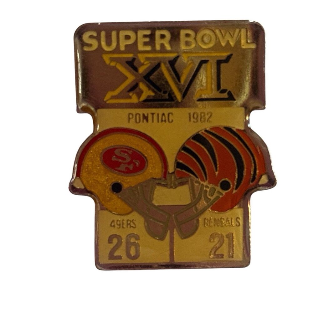 Super Bowl XVI (16) Starline 49ers vs Bengals Pontiac 1982 NFL Lapel Pin